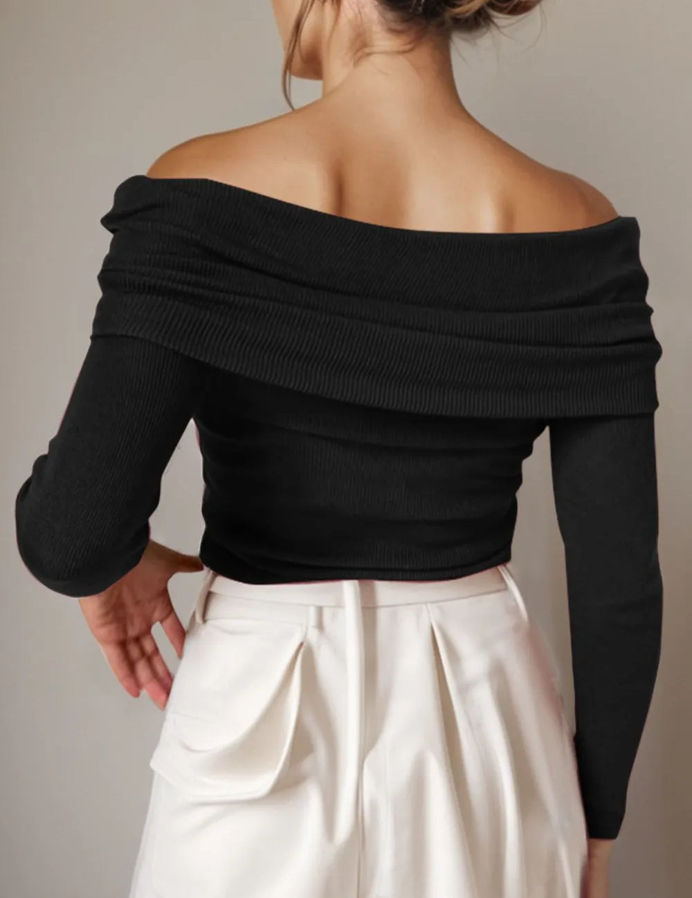 Off-Shoulder Long Sleeve Sweater | Sweaters Daverri Fashions