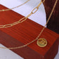 18K Gold-Plated Three-Layered Engraved Necklace - DAVERRI FASHIONS