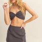 HYFVE Charcoal Ruched Bra Top and Mini Skirt Set Skirt Sets