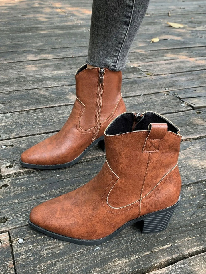 Point Toe Block Heels Boots | Boots Daverri Fashions