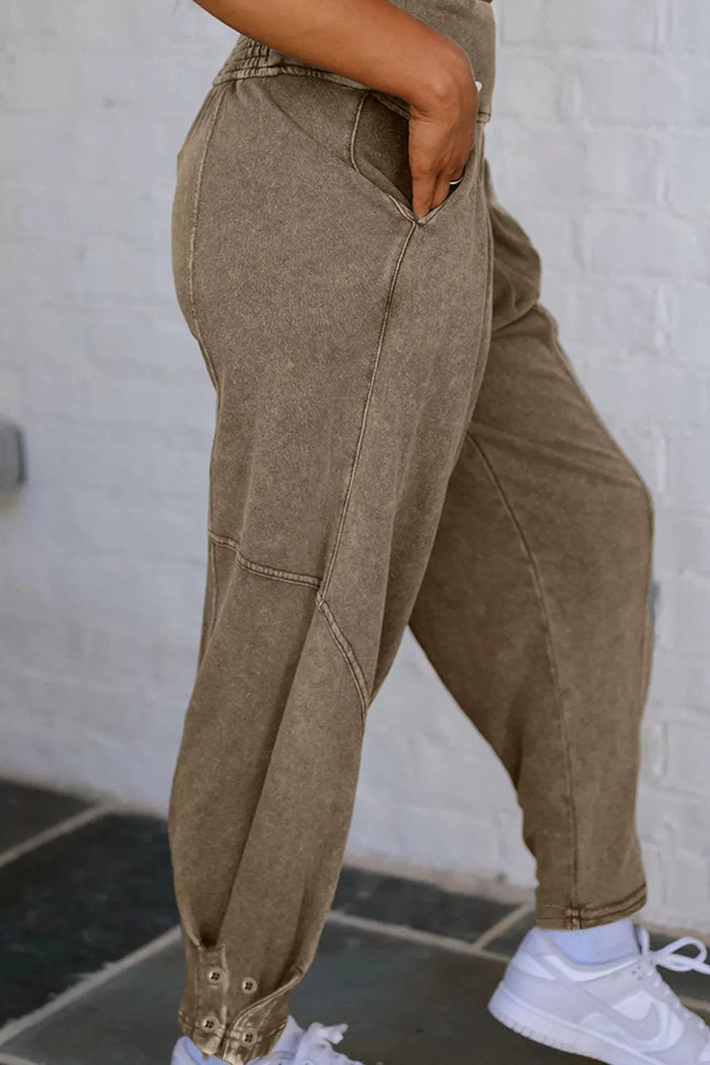 Vintage Wash High-Waisted Balloon Pants | Pants Daverri Fashions