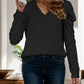 V-Neck Puff Sleeve Top - DAVERRI FASHIONS