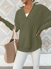 Half Zip Long Sleeve Knit Top | Knit Tops Daverri Fashions
