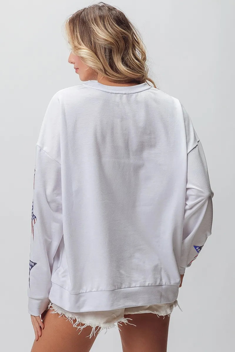 BiBi American Flag USA and Star Sequin Sweatshirt Sweatshirts
