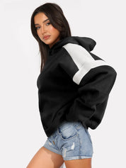 Contrast Dropped Shoulder Long Sleeve Hoodie | Sweatshirts Daverri Fashions