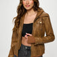 Coalition LA Double Zip Hooded Long Sleeve Jacket Camel
