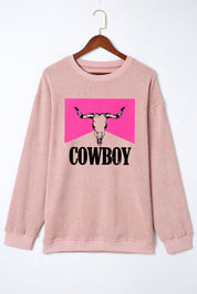 COWBOY Graphic Round Neck Sweatshirt | Sweatshirts Daverri Fashions