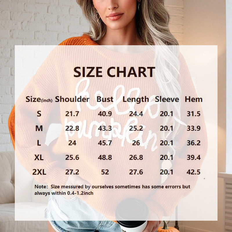 Hello Pumpkin Round Neck Long Sleeve Sweater | Sweaters Daverri Fashions
