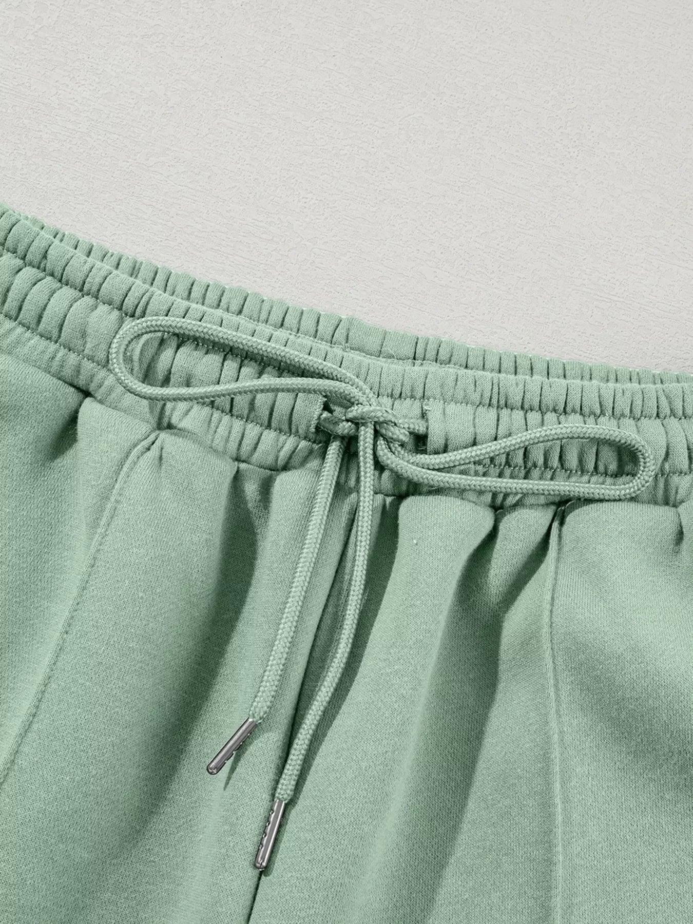 Drop Shoulder Zip Up Jacket and Drawstring Pants Active 2pcs Set - DAVERRI FASHIONS