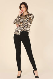 Satin Leopard Print Blouse Blouses