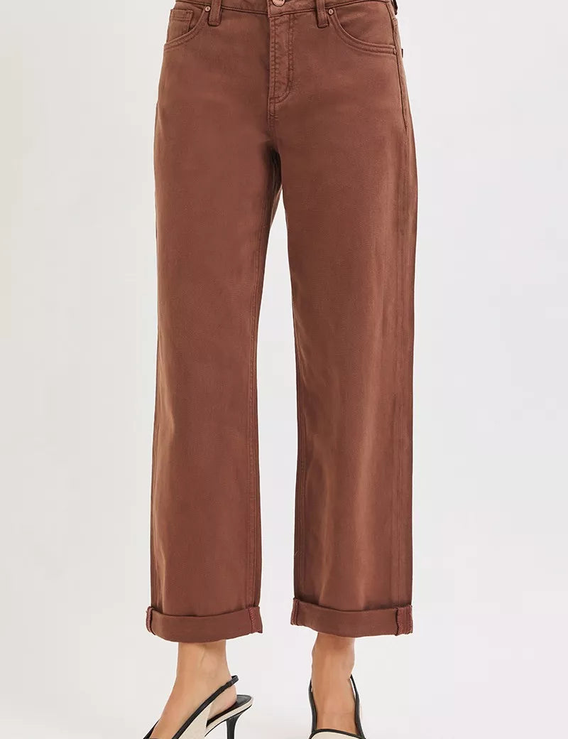 RISEN Full Size Tummy Control Mid Rise Ankle Barrel Baggy Jeans Plus Size | Pants Daverri Fashions