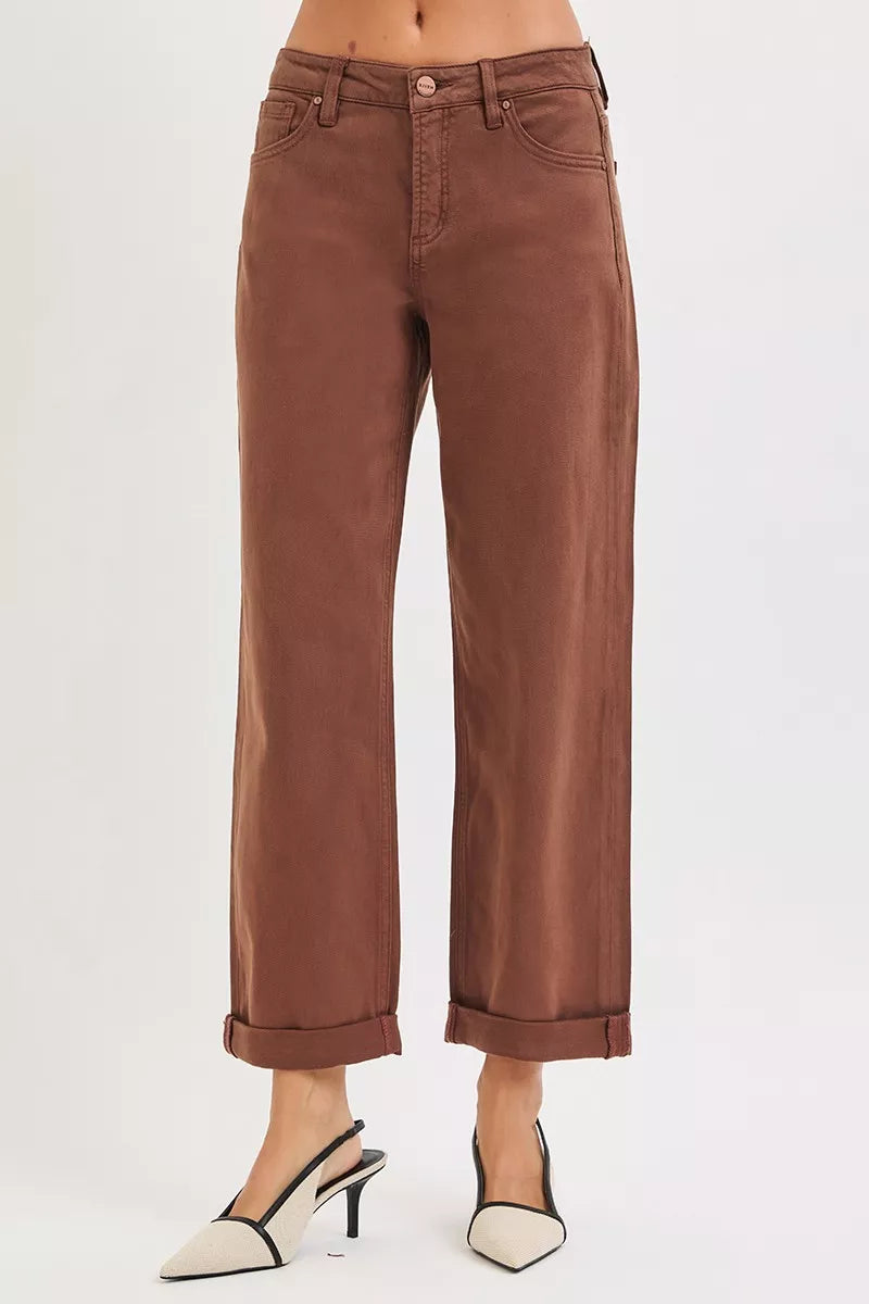 RISEN Full Size Tummy Control Mid Rise Ankle Barrel Baggy Jeans Plus Size | Pants Daverri Fashions