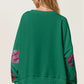 Double Take Christmas Element Sequin Round Neck Long Sleeve Sweatshirt - DAVERRI FASHIONS
