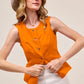SO ME Slim Fit Button Front Game Day Color Denim Vest Top ORANGE Vests