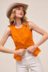 SO ME Slim Fit Button Front Game Day Color Denim Vest Top ORANGE Vests