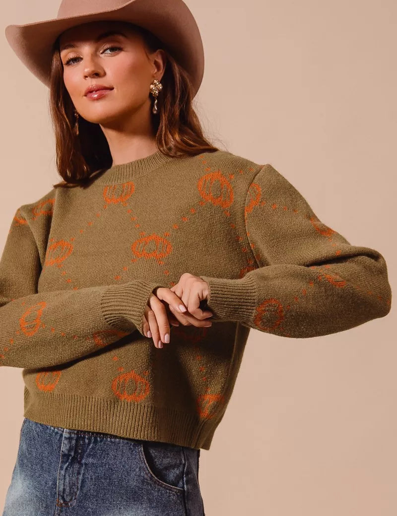 SO ME Pumpkin Rhombus Halloween Thanksgiving Sweater | Sweaters Daverri Fashions