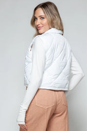 Snobbish Snap Down Quilted Crop Vest | Vest Jackets Daverri Fashions