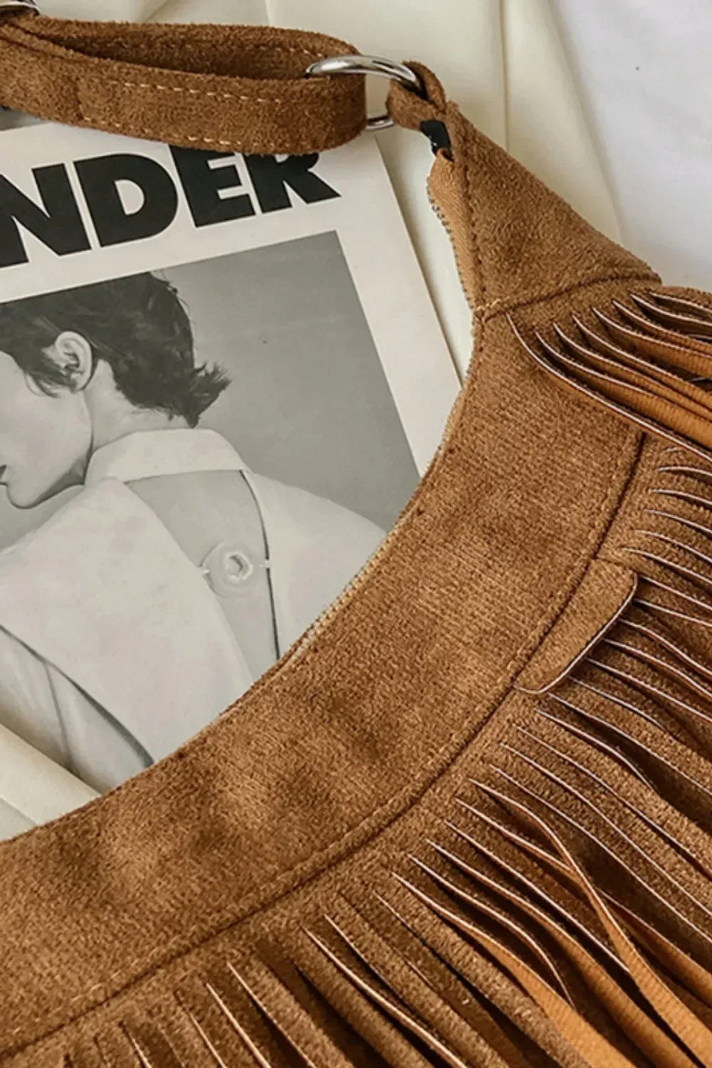 Suede Fringe Adjustable Strap Shoulder Bag - DAVERRI FASHIONS