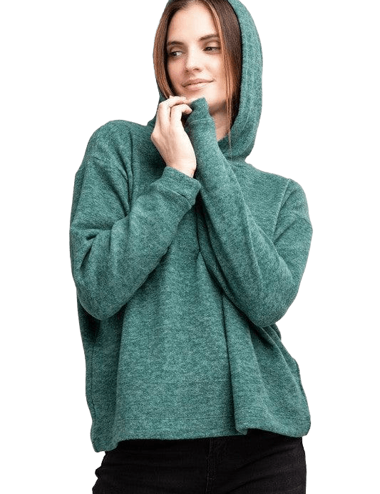 Hooded Brushed Melange Hacci Sweater Sweaters