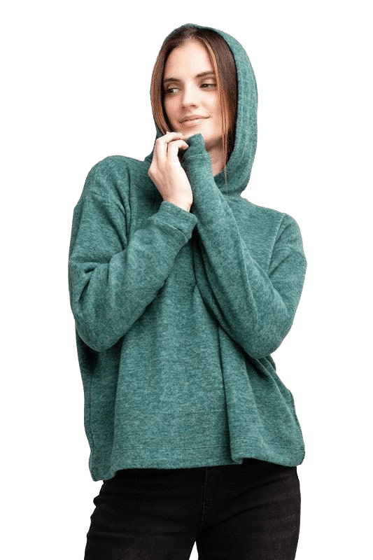 Hooded Brushed Melange Hacci Sweater Sweaters