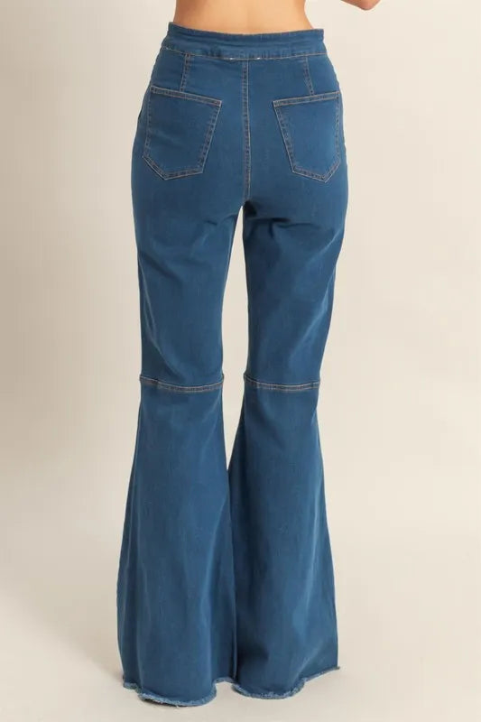HYFVE Raw Hem High-Waist Washed Flared Jeans | Jeans Daverri Fashions
