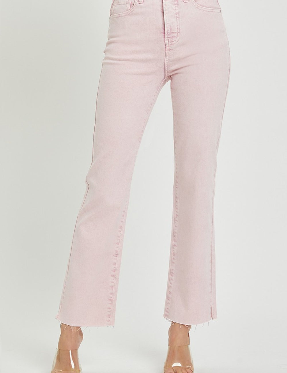 RISEN Full Size High Rise Tummy Control Straight Jeans Acid Pink