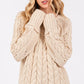 SAGE + FIG Cable-Knit Long Sleeve Sweater Natural - DAVERRI FASHIONS