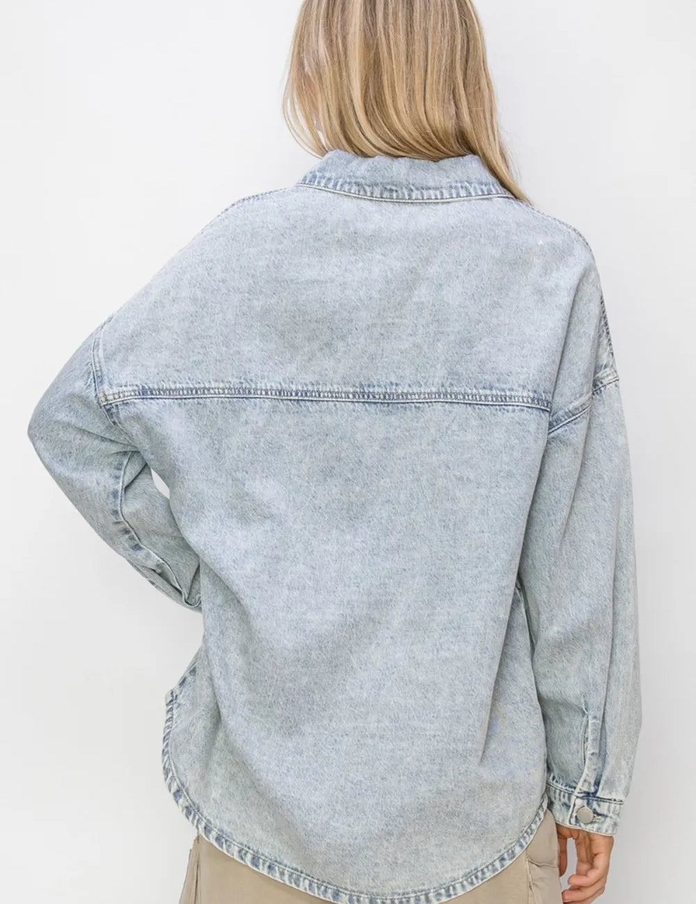 RISEN Button Up Long Sleeve Shacket L | Shackets Daverri Fashions
