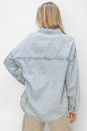 RISEN Button Up Long Sleeve Shacket L | Shackets Daverri Fashions