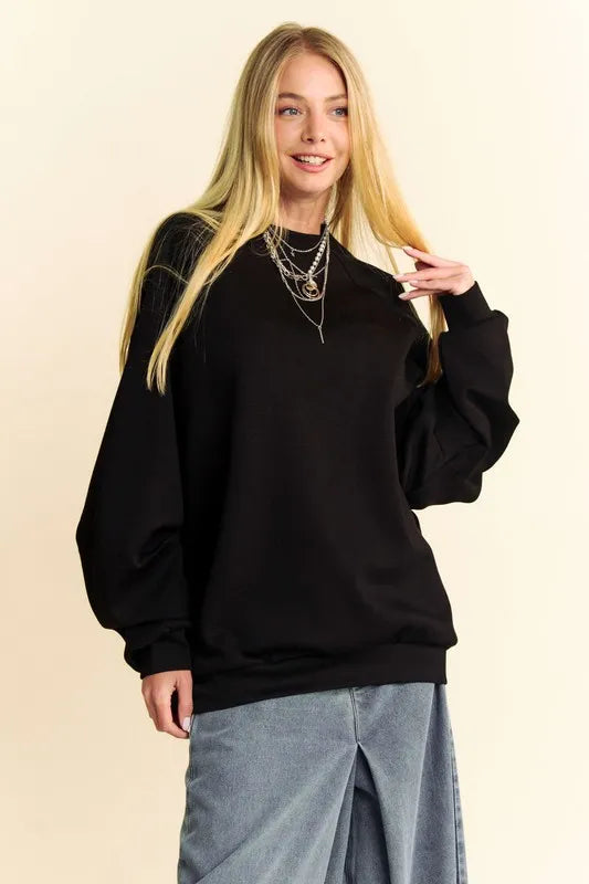 Davi & Dani Round Neck Raglan Sleeve Sweatshirt Sweatshirts