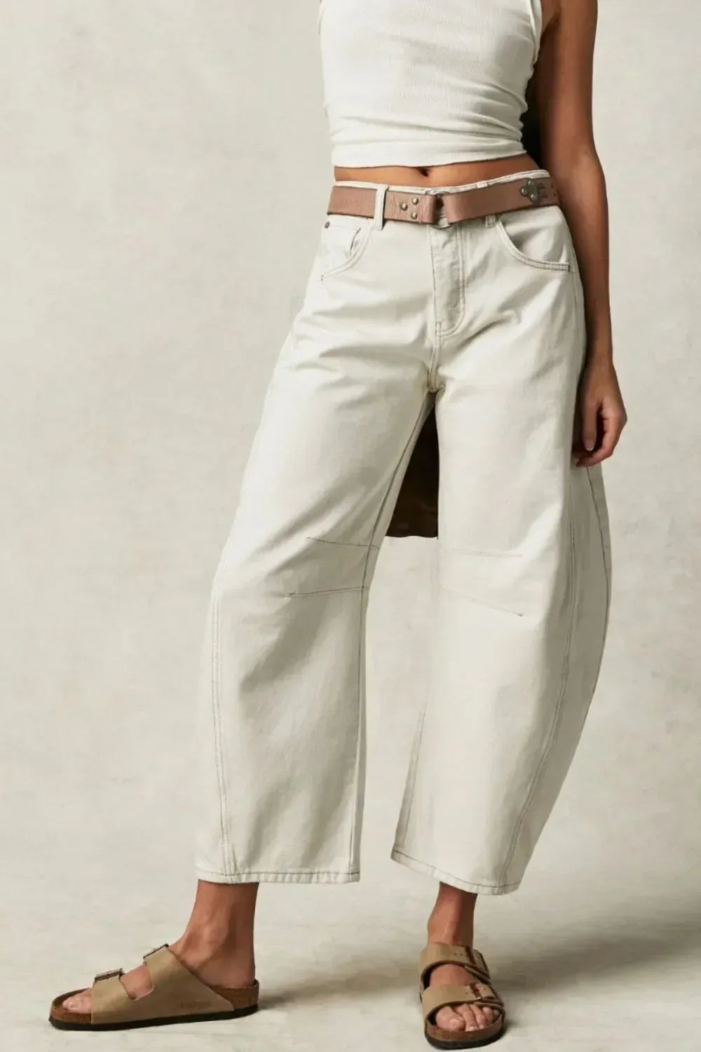 Retro Barrel Jeans with Pockets - DAVERRI FASHIONS