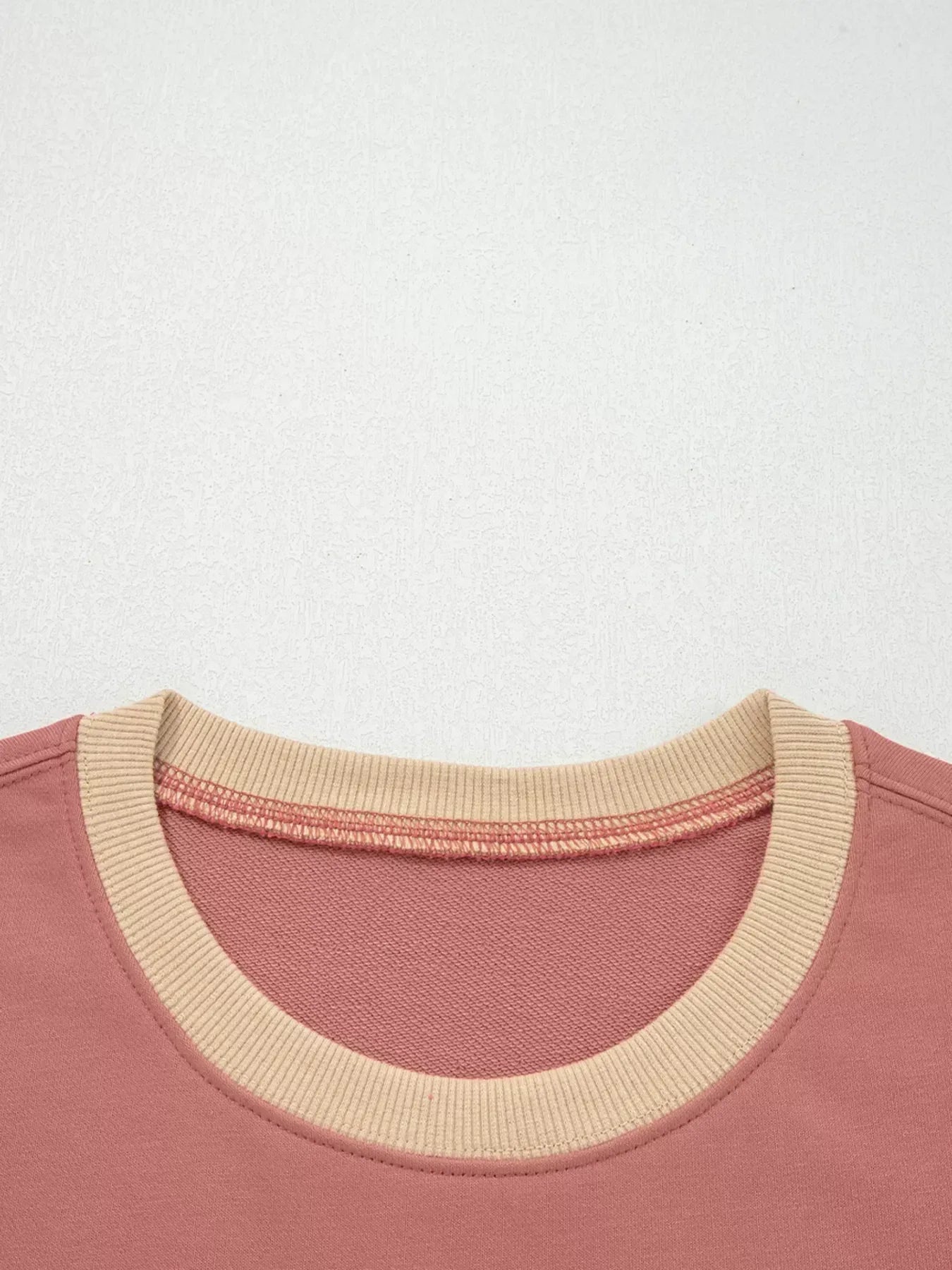 Star Patchwork Exposed Seam Drop Shoulder Sweatshirt - DAVERRI FASHIONS