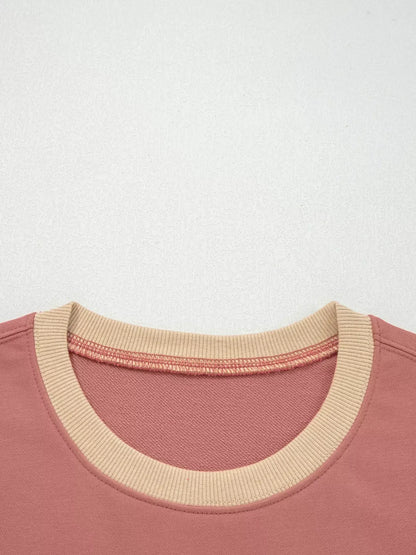 Star Patchwork Exposed Seam Drop Shoulder Sweatshirt - DAVERRI FASHIONS