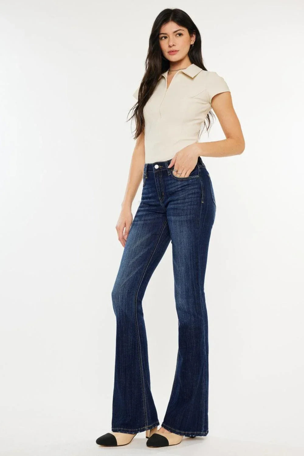 Kancan Full Size Mid Rise Slim Flare Jeans - DAVERRI FASHIONS