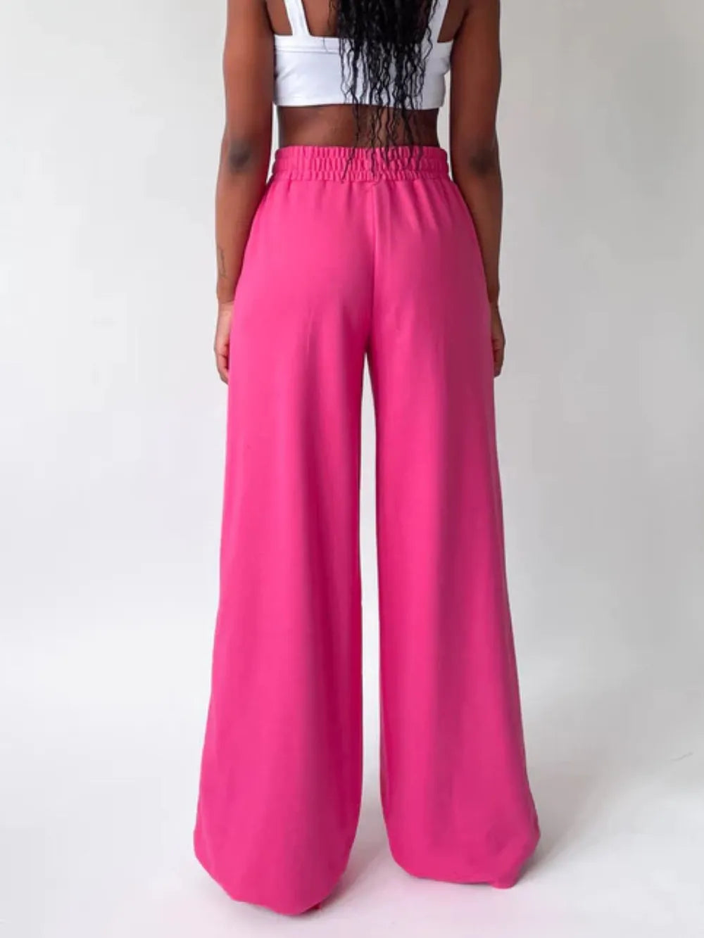 Elastic Waist Wide Leg Pants | Pants Daverri Fashions