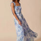 SO ME Floral Print Flowy Maxi Dress with Lace Ribbon Tie