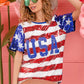 BiBi American Flag Theme USA Lettering Sequin Top Tops