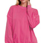 Zenana Soft Fleece Pigment Dye Round-neck Sweatshirts HOT PINK