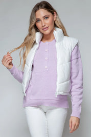 White Snobbish Zip Up Turtleneck Shiny Quilted Vest | Vest Jackets Daverri Fashions