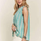 ADORA Contrast Striped Frill Round Neck Sleeveless Top