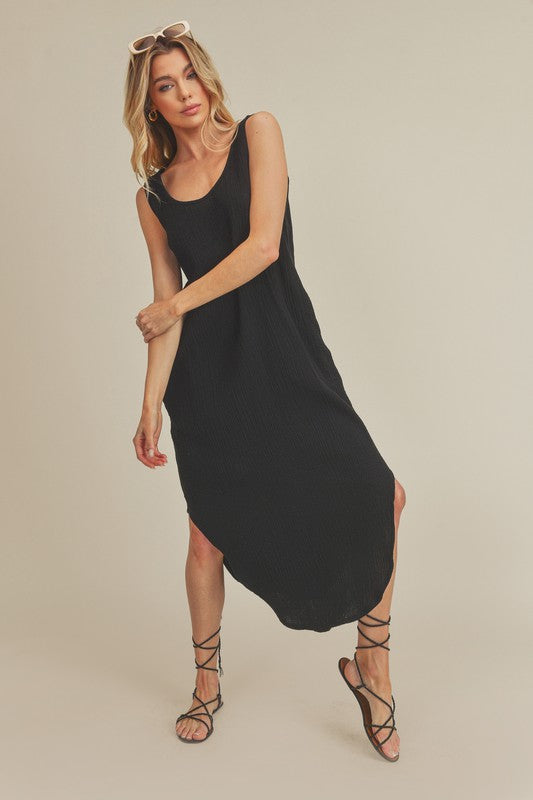 Aemi + Co Round Neck Midi Tank Dress with Pockets