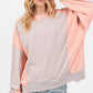 SAGE + FIG Color Block Round Neck Sweatshirt - DAVERRI FASHIONS