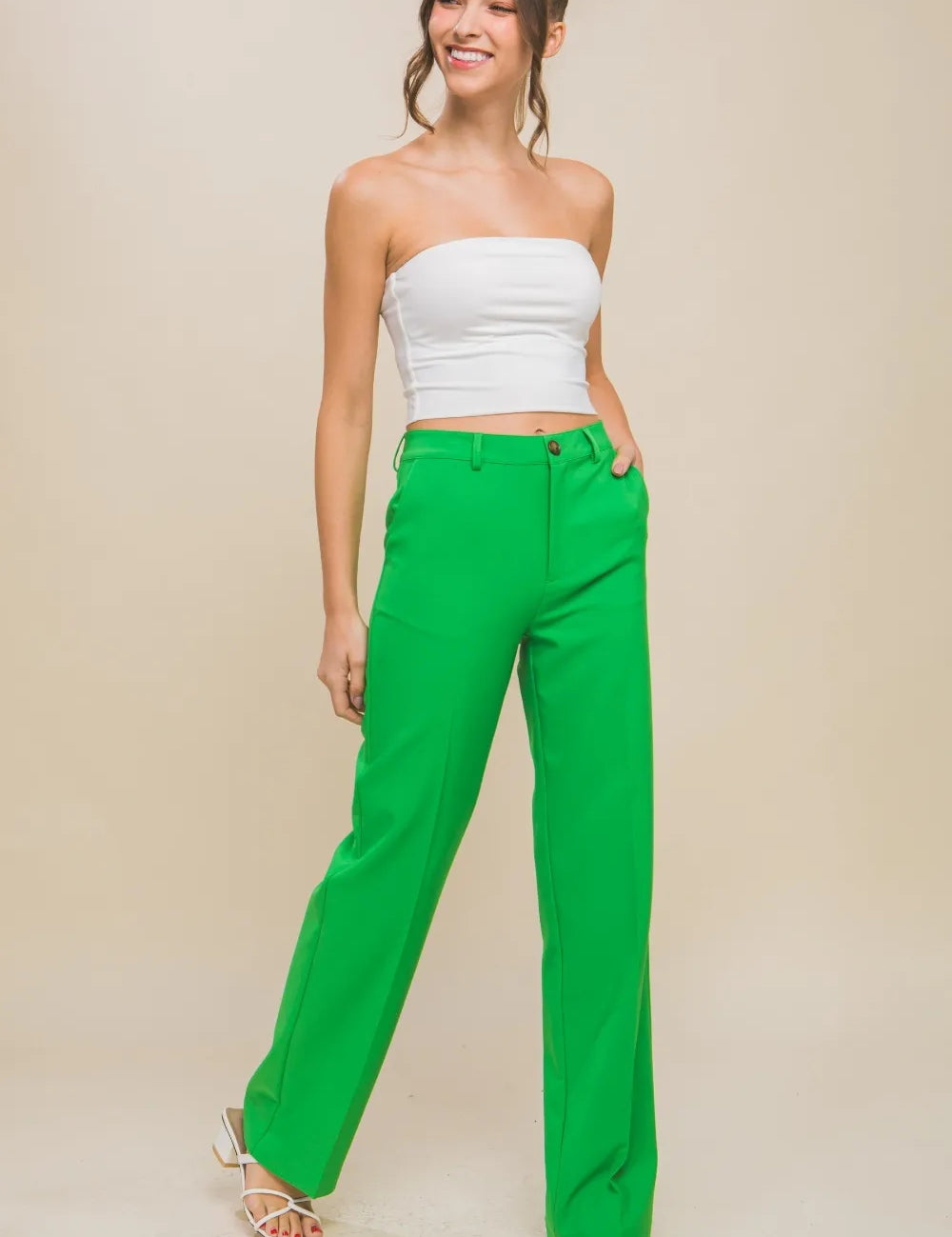 APPLE Love Tree High Waist Straight Pants | Pants Daverri Fashions