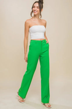 Love Tree High Waist Straight Pants - DAVERRI FASHIONS