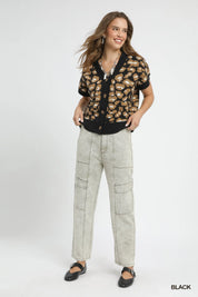 Umgee Leopard Button Down Short Sleeve Cardigan | Cardigans Daverri Fashions