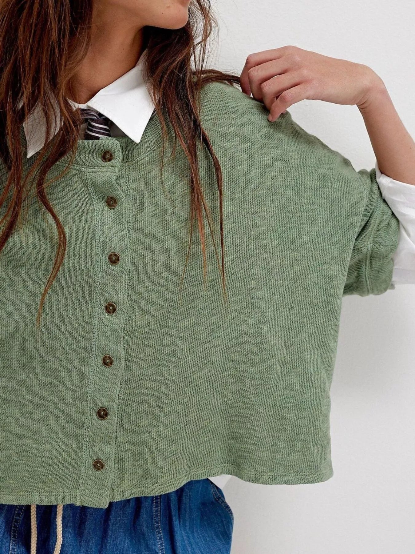 Button-Front Half Sleeve Cardigan | Cardigans Daverri Fashions