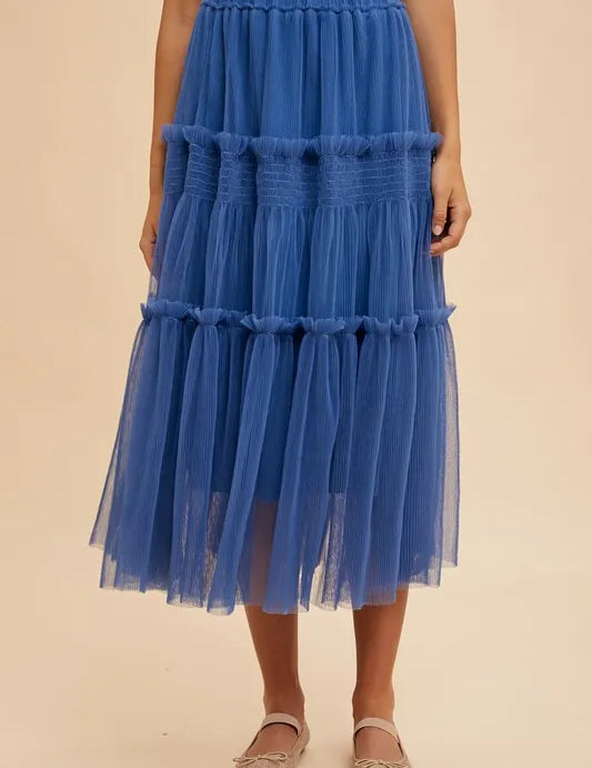 ROYAL S Annie Wear Tulle Tiered Midi Skirt | Daverri Fashions