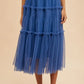 Annie Wear Tulle Tiered Midi Skirt ROYAL