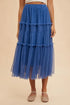 Annie Wear Tulle Tiered Midi Skirt ROYAL