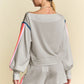 Davi & Dani Sequin Stripe Long Sleeve Top And Short Pants Set Shorts Sets